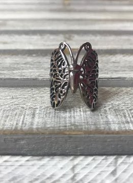 Stainless Steel Butterfly Ring Size 6
