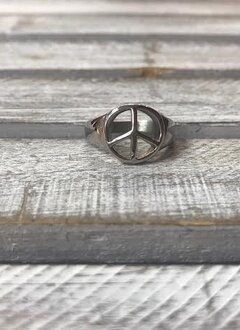 Stainless Steel Peace Sign Ring, Size 7