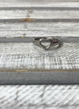 Stainless Steel Heart Ring, Size 9