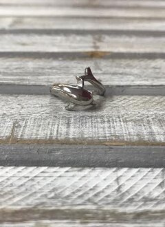 Stainless Steel Dolphin Ring, Size 9
