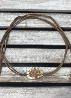 Tan Wrap Choker with Beaded Middle
