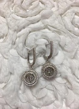 Cubic Zirconia "Dancing Diamonds" Sterling Circle Earrings