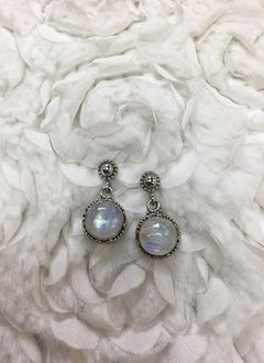 Italian Sterling Silver Round Moonstone Earrings