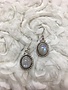 Italian Sterling Silver Large Oval Moonstone Earrings