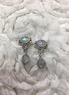 Italian Sterling Silver with Oval Moonstones Earrings