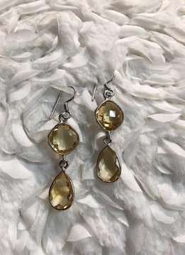 Italian Sterling Silver Citrine Dangle Earrings