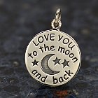 I Love You to the Moon and Back Sterling Silver Charm