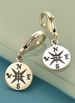 Compass Sterling Silver Charm with Clasp