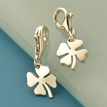 Four Leaf Clover Sterling Silver Charm with Clasp