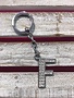 Silver Initial Rhinestone Keychain F