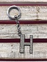 Silver Initial Rhinestone Keychain H