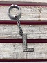 Silver Initial Rhinestone Keychain L