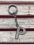 Silver Initial Rhinestone Keychain P