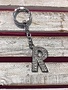 Silver Initial Rhinestone Keychain R