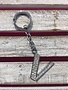 Silver Initial Rhinestone Keychain V