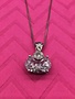 Italian Sterling Silver Necklace with Cubic Zirconia Oval Pendant