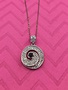 Sterling Silver Necklace with Round Clear and Black Cubic Zirconia Pendant
