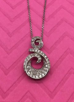 Sterling Silver Necklace with Cubic Zirconia Swirl Pendant
