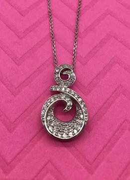 Sterling Silver Necklace with Cubic Zirconia Swirl Pendant