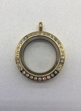 Gold 25mm Round Floating Charm Locket