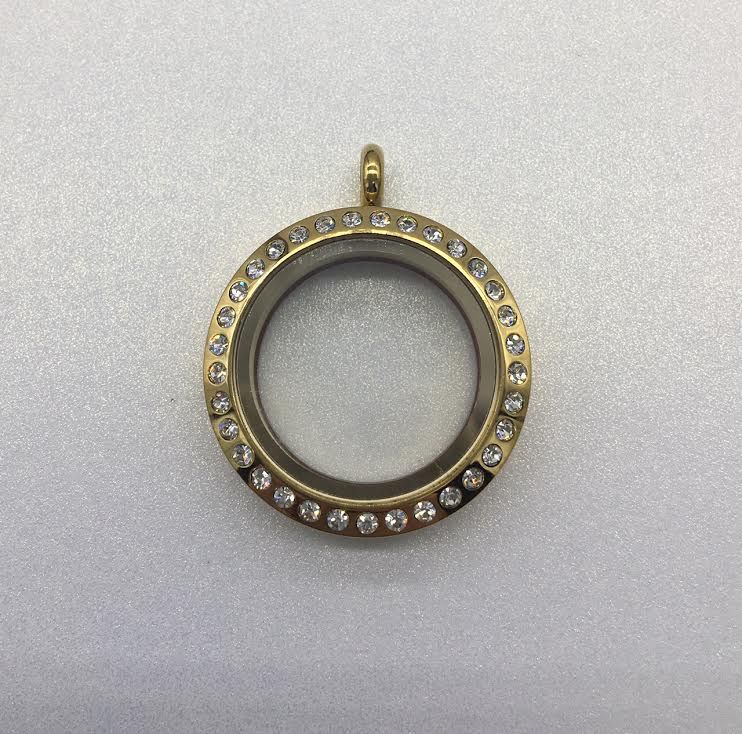 Gold 25mm Round Floating Charm Locket