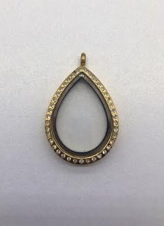 Gold Tear Drop Floating Charm Locket