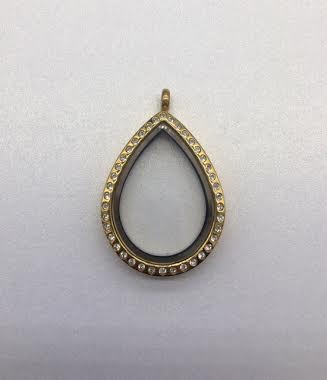 Gold Tear Drop Floating Charm Locket