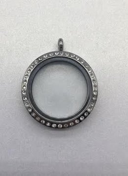 25mm Stainless Steel Locket with Crystals