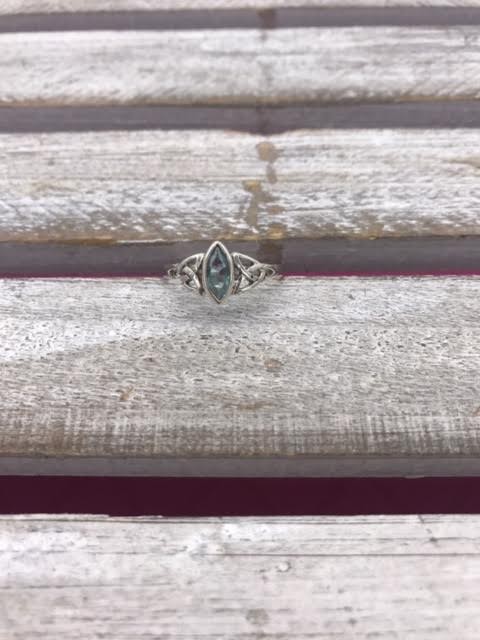 Sterling Silver Celtic Ring with Blue Topaz