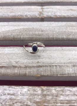 Sterling silver Cradled Oval Synthetic Sodalite Ring