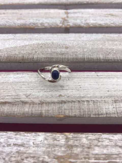 Sterling silver Cradled Oval Synthetic Sodalite Ring