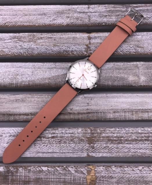 Silver Faced Watch with Rose Gold Hands