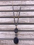 Long Gold Necklace with Natural Stone Pendant