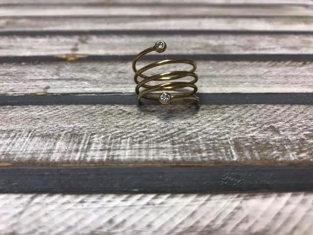Sterling Silver Gold Platd Spiral Ring