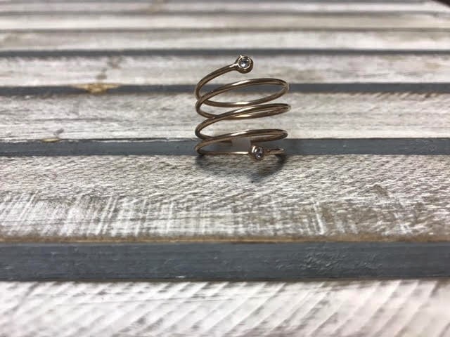 Sterling Silver Rose Gold Plated Spiral Ring
