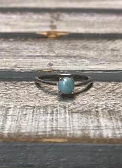 Sterling Silver and Round Larimar Ring