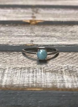 Sterling Silver and Round Larimar Ring