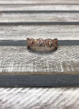 Sterling Silver Rose Gold Plated Ring with Cubic Zirconia