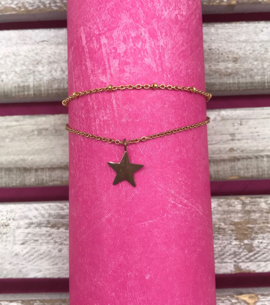 Stainless Steel Rose Gold Anklet with Star Charm