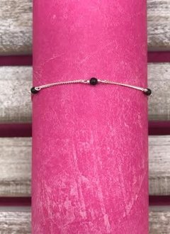 Sterling Silver Anklet with Black Beads