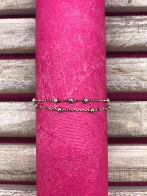 Sterling Silver Ball Anklet Layered