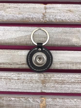 18mm Faux Leather Snap Round Keychain