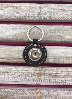 18mm Faux Leather Snap Round Keychain
