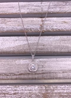 Silver Necklace with Square Cubic Zirconia Pendant