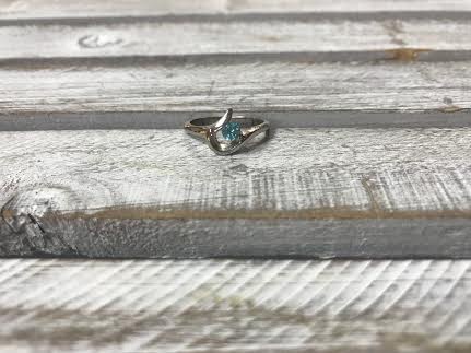 Stainless Steel Ring with Blue Cubic Zirconia Stone