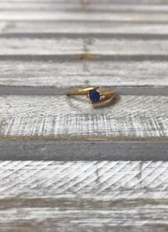 Stainless Steel Gold Plating with Blue Cubic Zirconia Stone