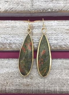 Long Jasper and Gold Earrings