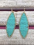 Long Mint Beaded Gold Earrings