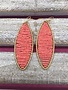 Long Coral Beaded Gold Earrings