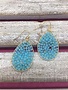 Beaded Blue and Gold Earrings